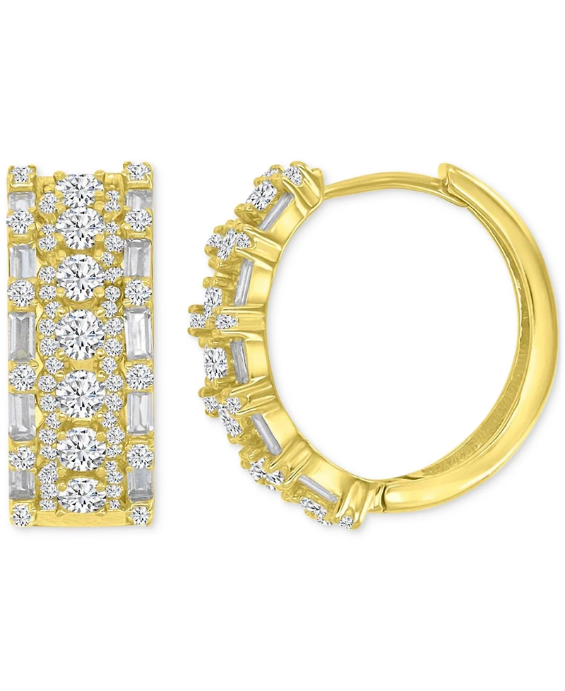 Oval Puffy Hoop Earrings 14K Gold over Sterling Silver