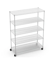 5 Tier 7500lbs Heavy Duty Adjustable Storage Rack Metal Shelf Wire Shelving Unit with Wheels & Shelf Liners - 82" H x 60" L x 24" D
