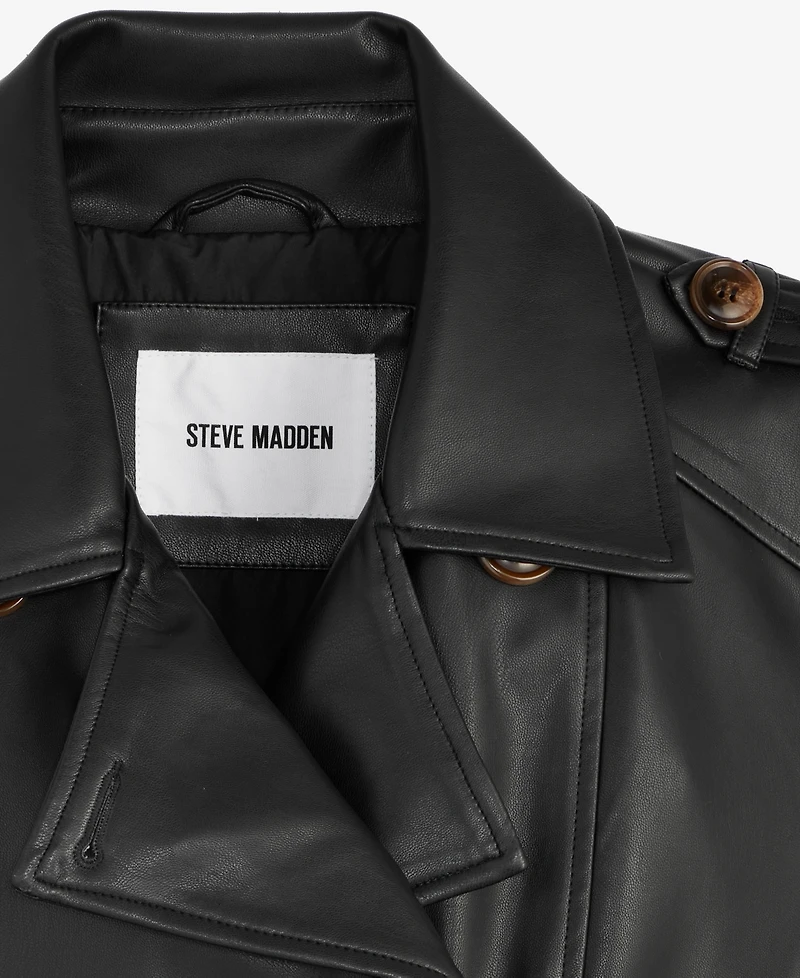 Steve Madden Women's Belted Faux-Leather Coat