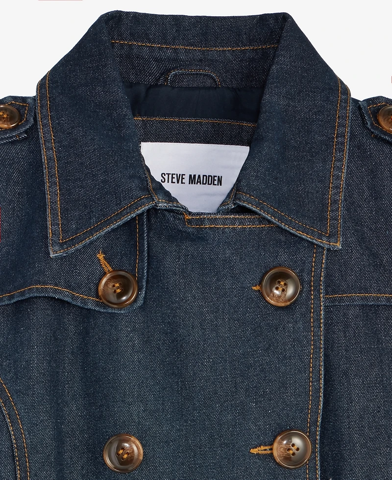 Steve Madden Women's Double-Breasted Denim Trench Coat