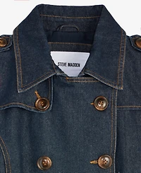 Steve Madden Women's Double-Breasted Denim Trench Coat