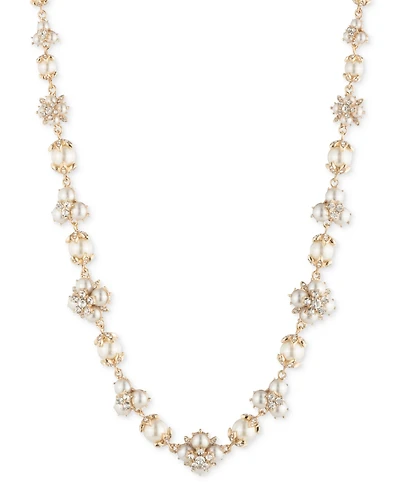 Marchesa Gold-Tone Crystal & Imitation Pearl Collar Necklace, 16" + 3" extender