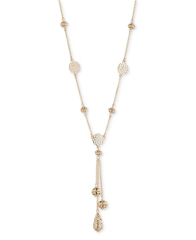 Marchesa Gold-Tone Filigree Lariat Necklace, 16" + 3" extender