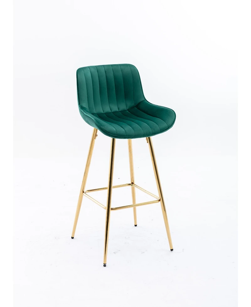 Streamdale Elegant Velvet Counter Bar Stools (Set of 2), Gold Leg