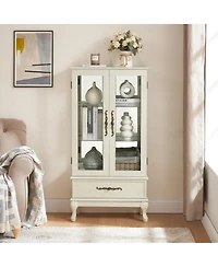 Streamdale Lighted Glass Curio Cabinet with Bulbs