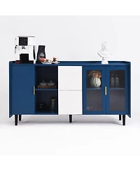 Streamdale Modern Blue Kitchen Pantry with Bar and Storage
