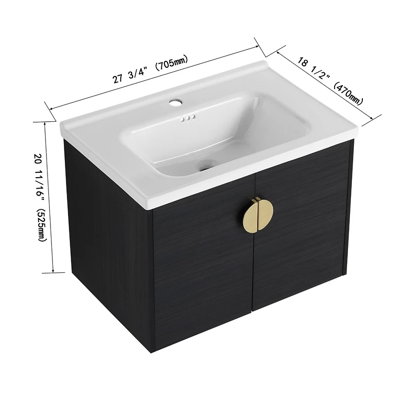 28 Inch Soft Close Doors Bathroom Vanity With Sink, For Small Bathroom