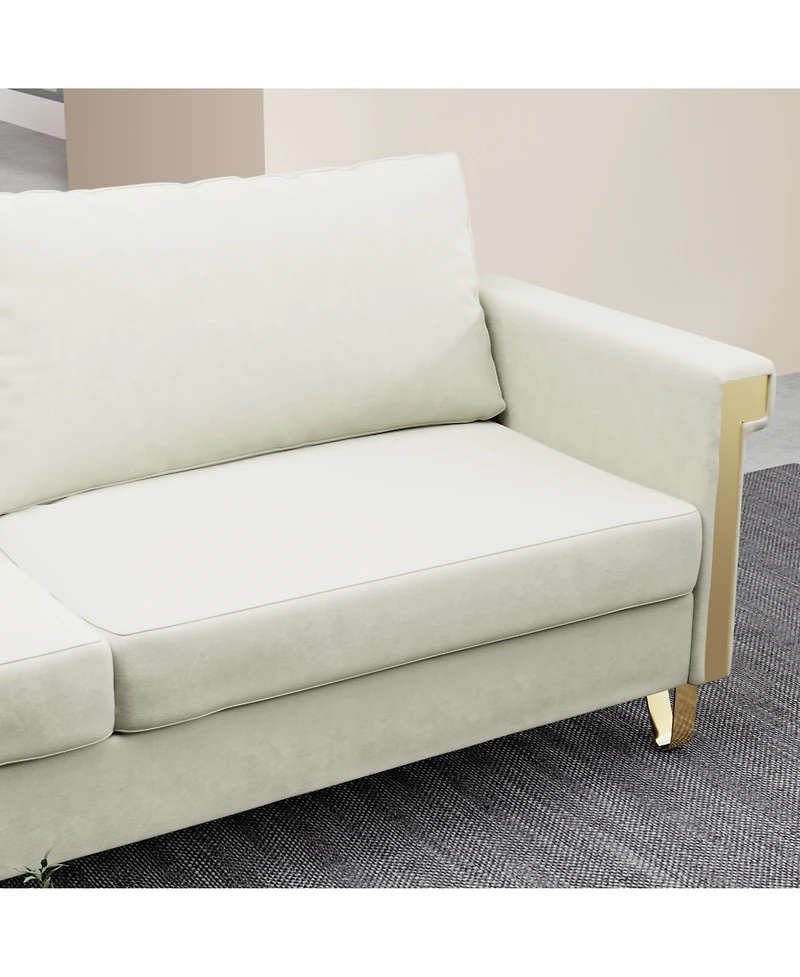 Streamdale 2.5 Seat Velvet Sofa Upholstery with Ideal Mid-Century Modern Living Room Furniture Cream White Couch