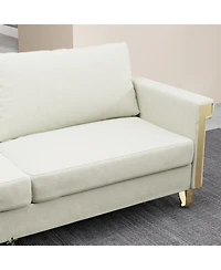 Streamdale 2.5 Seat Velvet Sofa Upholstery with Ideal Mid-Century Modern Living Room Furniture Cream White Couch