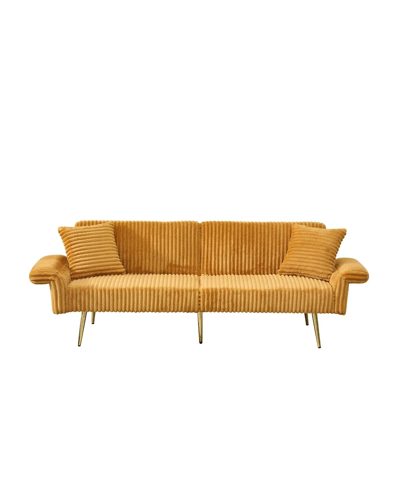 Streamdale 79 inch corduroy sofa bed, foldable double sofa bed with folding armrests, suitable for living rooms and small spaces