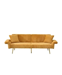 Streamdale 79 inch corduroy sofa bed, foldable double sofa bed with folding armrests, suitable for living rooms and small spaces