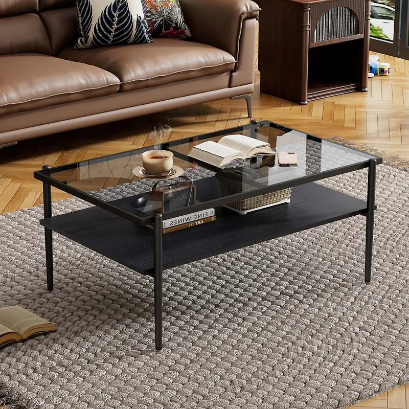 Streamdale Modern 3-Piece Glass Coffee and End Table Set (Gray)