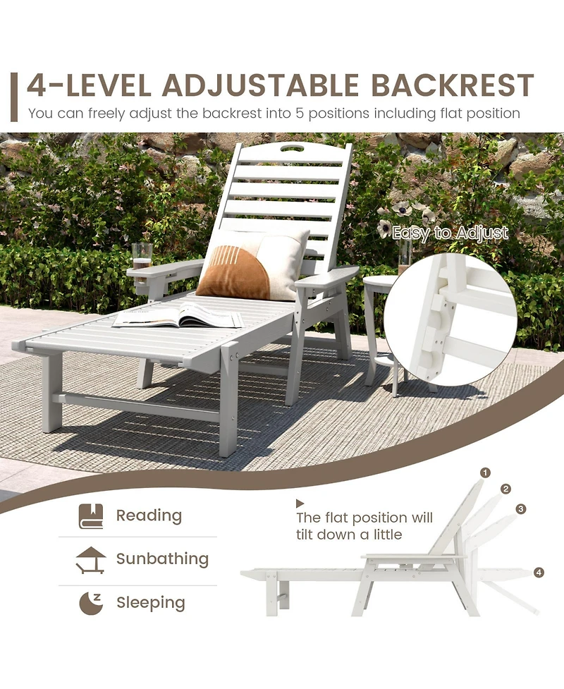 Patio Chaise Lounge Chair with 4 Position Backrest