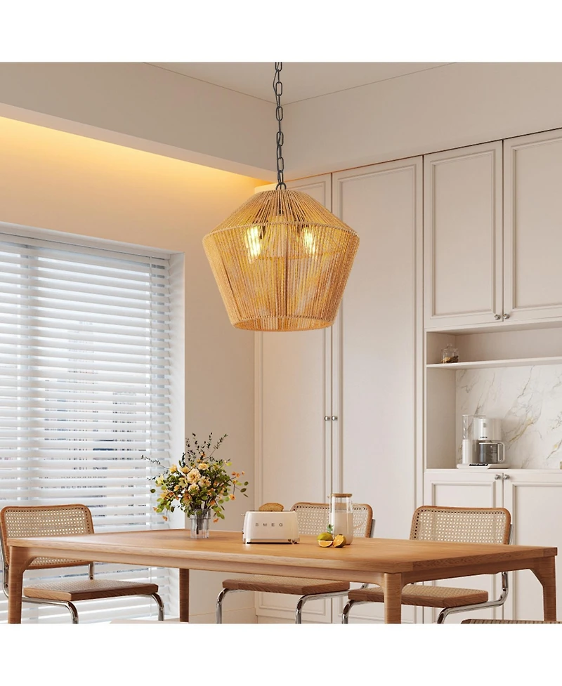 Streamdale Boho Hemp Rope Pendant Light for Kitchen or Home