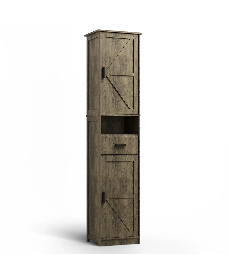 Streamdale Tall Bathroom Storage Cabinet with Sliding Doors and Drawer