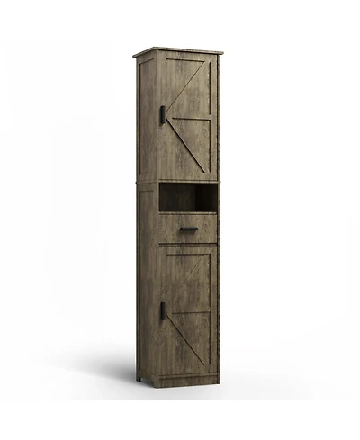 Streamdale Tall Bathroom Storage Cabinet with Sliding Doors and Drawer