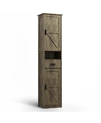 Streamdale Tall Bathroom Storage Cabinet with Sliding Doors and Drawer