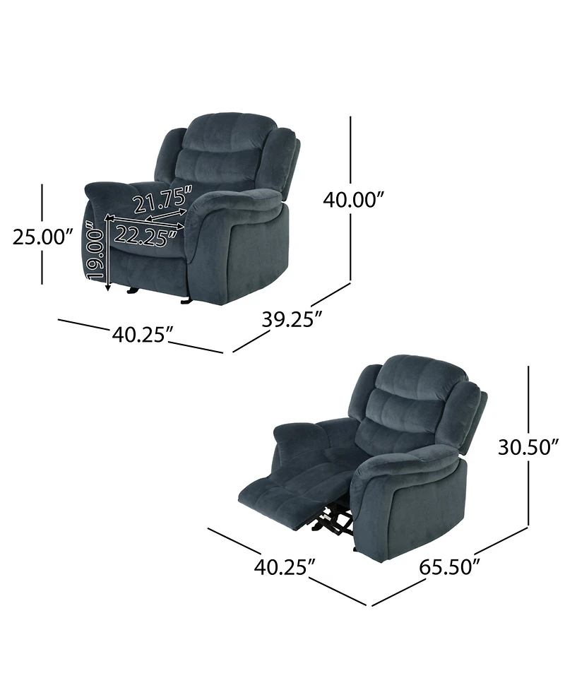 Streamdale Oversized Glider Recliner with Steel Gray Plush Fabric for Timeless Comfort