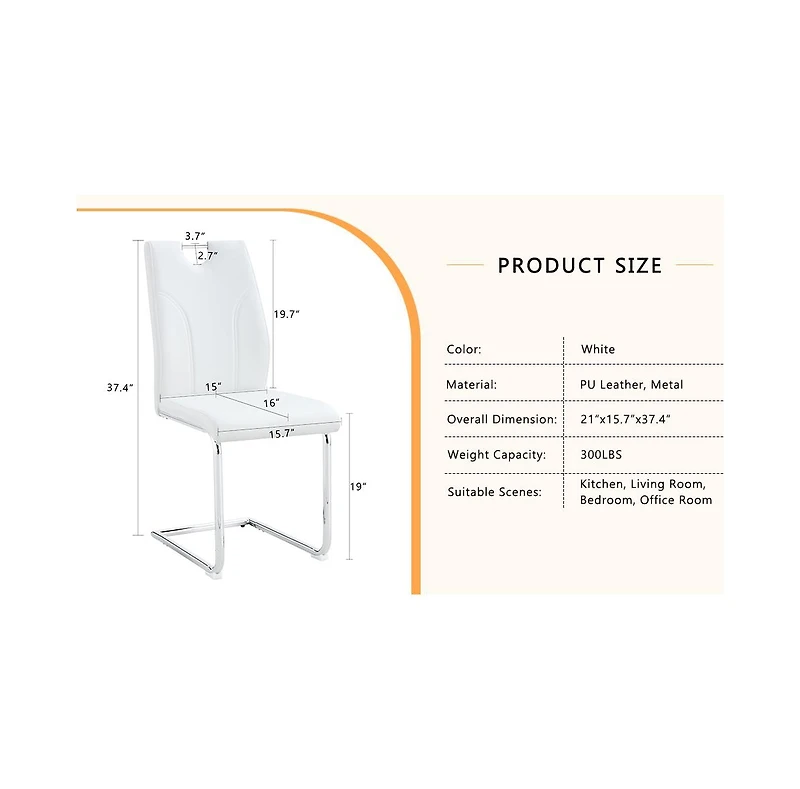 Streamdale White Pu Dining Chair Set (6-Pack)
