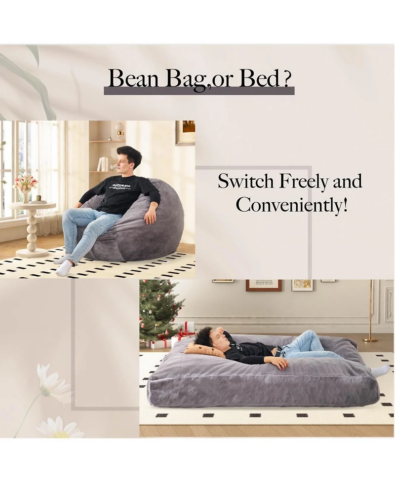 Streamdale Giant Convertible Bean Bag Lazy Chair to Bed, Machine Washable