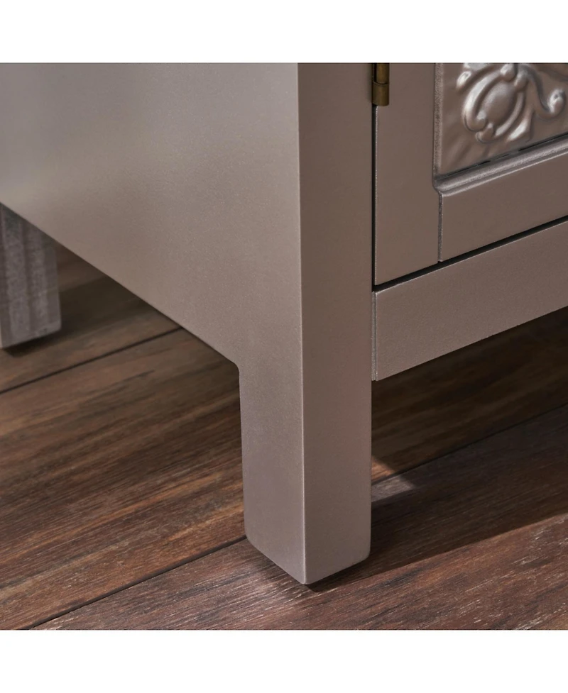 Elegant Firwood Cabinet With Carved Panels And Ample Storage