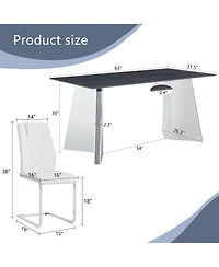 Streamdale Black Marble Table w/ 4 Pu Chairs