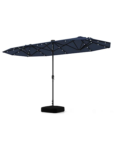 13FT Double-sided Patio Umbrella with Solar Lights for Garden Pool Backyard