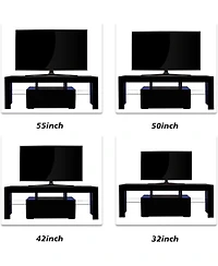 Streamdale Furniture Modern 55" Tv Stand with Glass Shelf and Glossy Front