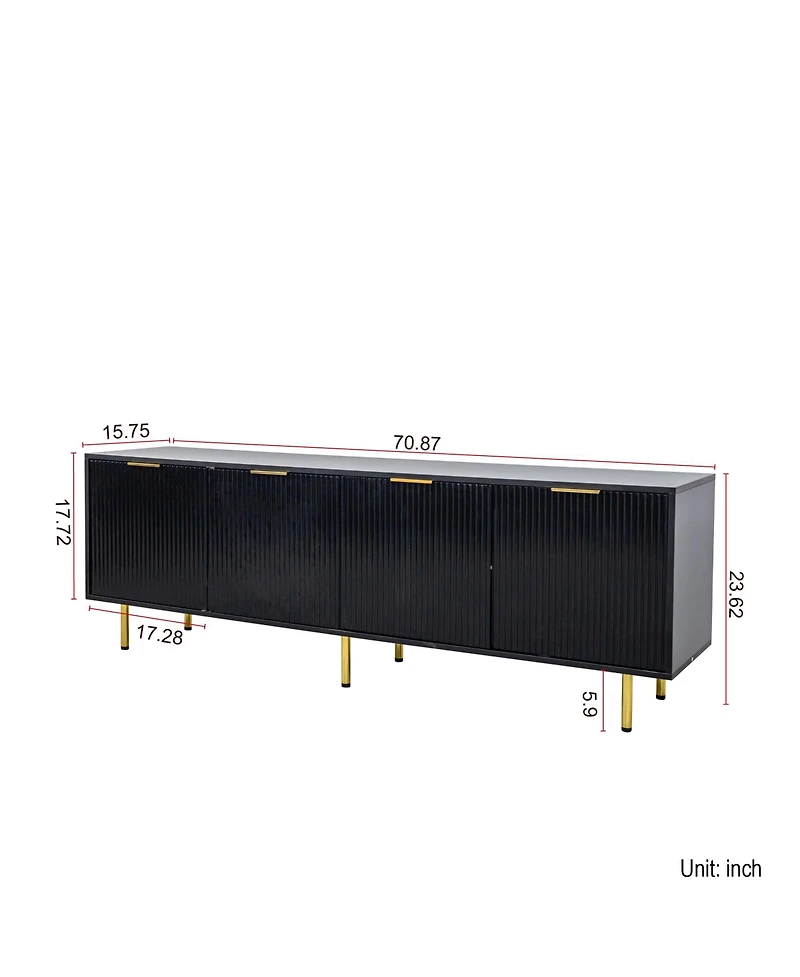 Streamdale Modern warm Black Tv cabinet for 80 inch Tv Stands, for Living Room Bedroom
