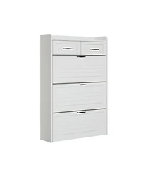 Streamdale 1250 White color shoe cabinet with 3 doors 2 drawers,large space for storage