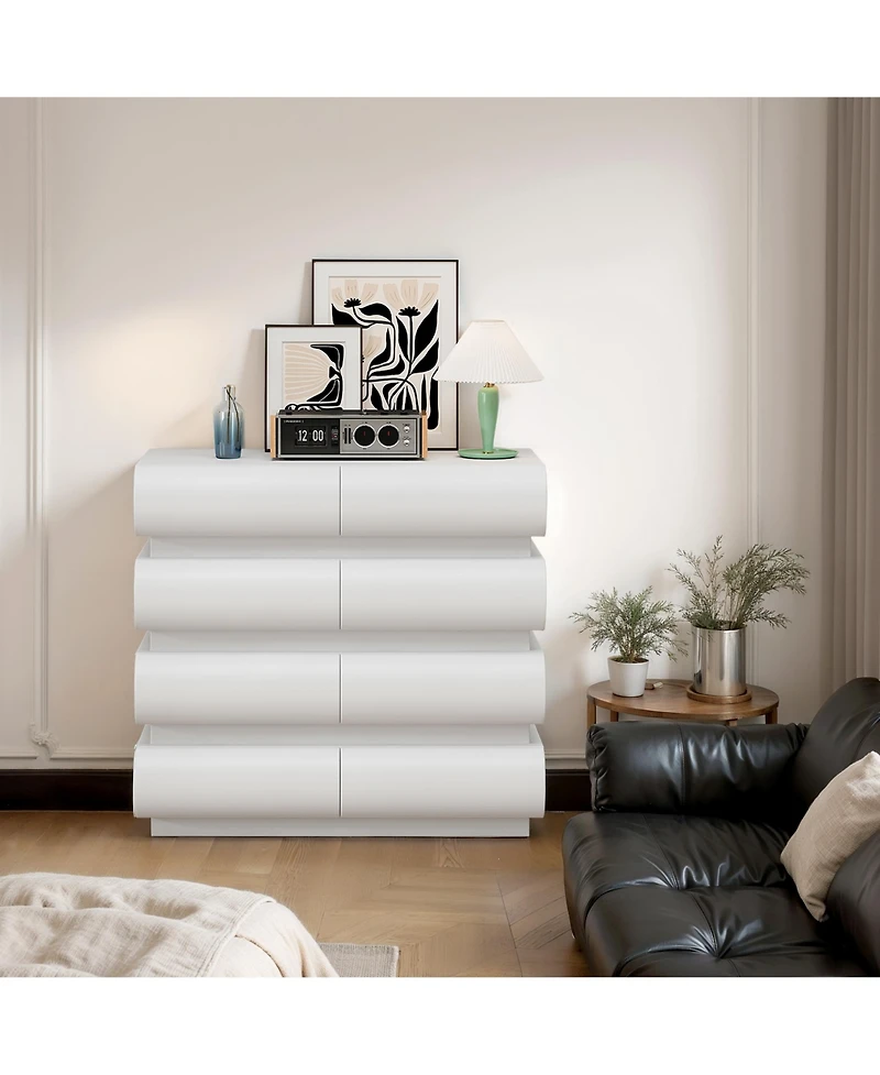 Streamdale 8 Drawer Dresser for Bedroom, White Dresser No Handle, Modern 8 Chest of Drawers with Wide Storage