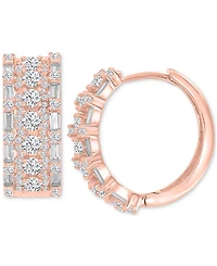 Oval Puffy Hoop Earrings 14K Gold over Sterling Silver