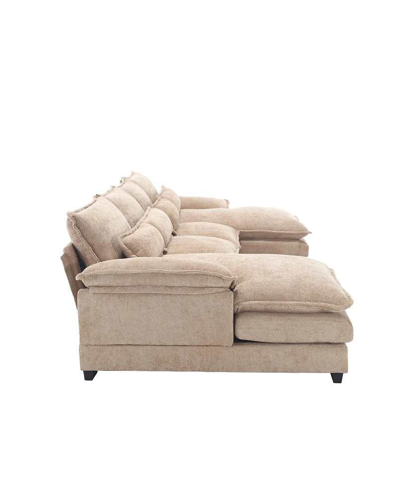 Streamdale Chenille, high quality sponge filling, solid wood frame, oversized four-seater, U-shaped combination sofa