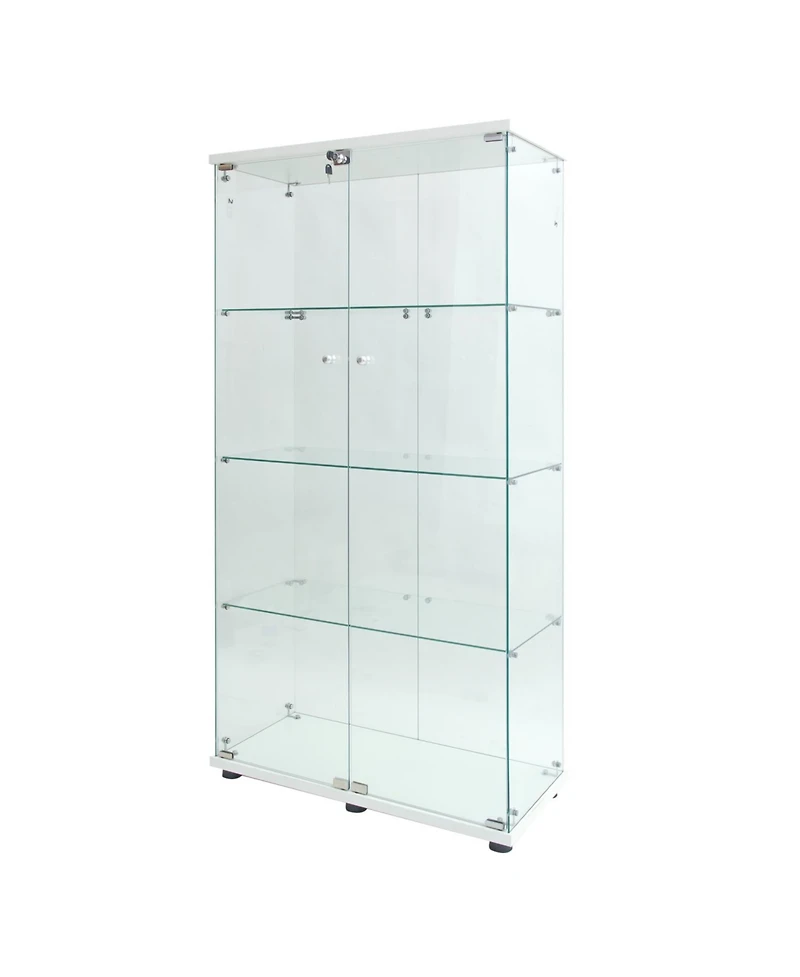 Streamdale Led Glass Display Cabinet with 4 Shelves and Door, 64.7" x 31.7" x 14.3