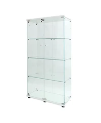 Streamdale Led Glass Display Cabinet with 4 Shelves and Door, 64.7" x 31.7" x 14.3