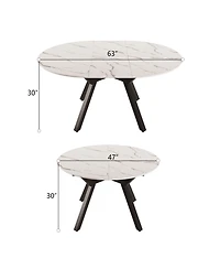 Streamdale 47-63" White Extendable Table for 4-6, Modern Kitchen/Home Dining Table