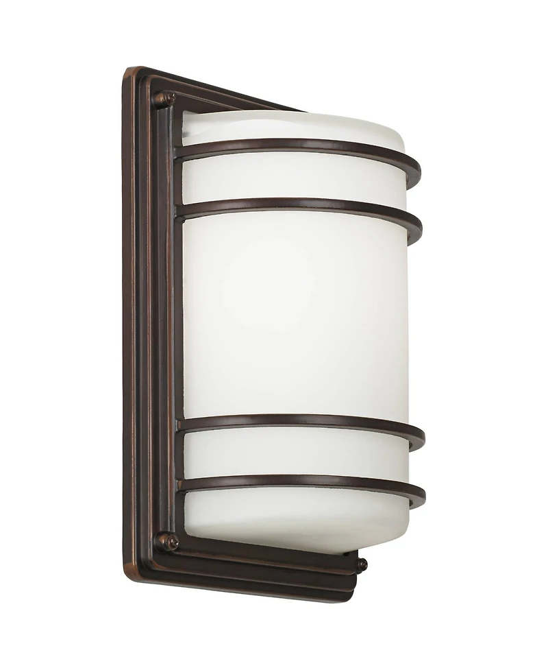 John Timberland Habitat Modern Outdoor Wall Light Fixtures Set of 2 Rubbed Bronze 11" Opal Glass for Post Exterior Barn Deck House Porch Yard Pat
