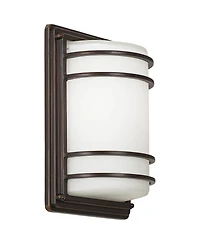 John Timberland Habitat Modern Outdoor Wall Light Fixtures Set of 2 Rubbed Bronze 11" Opal Glass for Post Exterior Barn Deck House Porch Yard Pat