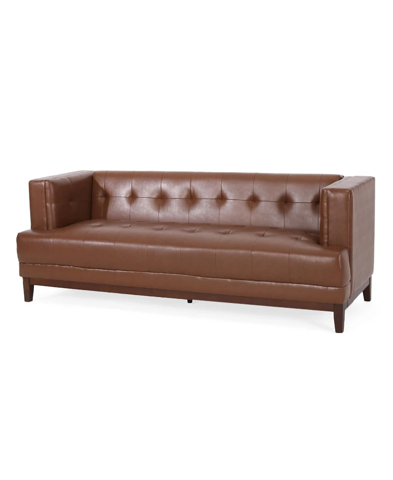 Streamdale Mid-Century Modern Tufted 3-Seater Sofa With Wood Frame