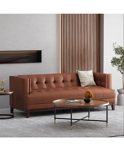 Streamdale Mid-Century Modern Tufted 3-Seater Sofa With Wood Frame