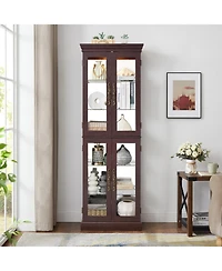 Streamdale Lighted Glass Curio Cabinet for Display & Storage
