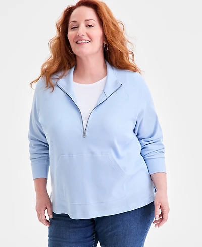 Style & Co Plus Waffle-Knit Half-Zip Top, Macy's Exclusive