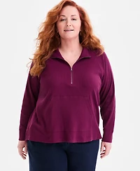 Style & Co Plus Waffle-Knit Half-Zip Top, Macy's Exclusive