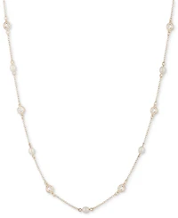 Lauren Ralph Lauren Gold-Tone Crystal & Imitation Pearl Stationed 42" Strand Necklace