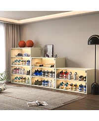 Streamdale Glass Door Shoe Cabinet with Rgb Led, Off White