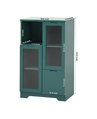 Streamdale Glass Door Floor Cabinet, Blue, 2 Shelves