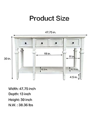48 inch Long Console Table with 4 Drawers and 1 Bottom Shelf for Entryway Hallway Easy Assembly