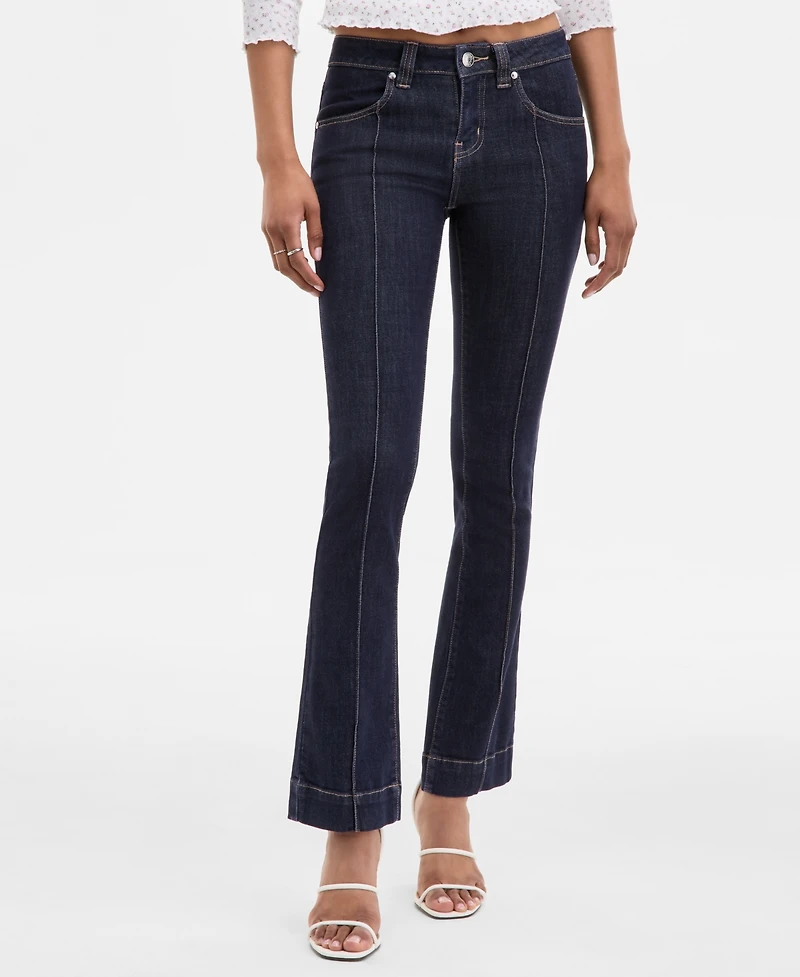 Madden Girl Juniors' Mid-Rise Pintuck Bootcut Jeans