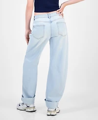 Madden Girl Juniors' Roll-Cuff Barrel-Leg Jeans