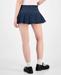 Madden Girl Juniors' Pleated Denim Mini Skort